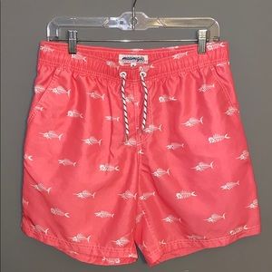 Men’s Pink Fish Bathing Suit Trunks Medium